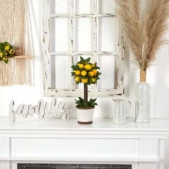 Lemon Ball Artificial Topiary Arrangement 11 Lemon Ball Artificial Topiary Arrangement -AFLORAL ONLINE STORE nearly natural artificial topiaries 4865 1f 1000