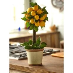 Lemon Ball Artificial Topiary Arrangement 12 Lemon Ball Artificial Topiary Arrangement -AFLORAL ONLINE STORE nearly natural artificial topiaries 4865 44 1000