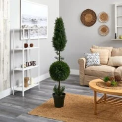 Indoor And Outdoor 5 Ft. Artificial Cypress Ball And Cone Silk Tree With Planter 11 Indoor And Outdoor 5 Ft. Artificial Cypress Ball And Cone Silk Tree With Planter -AFLORAL ONLINE STORE nearly natural artificial topiaries 5168 31 1000