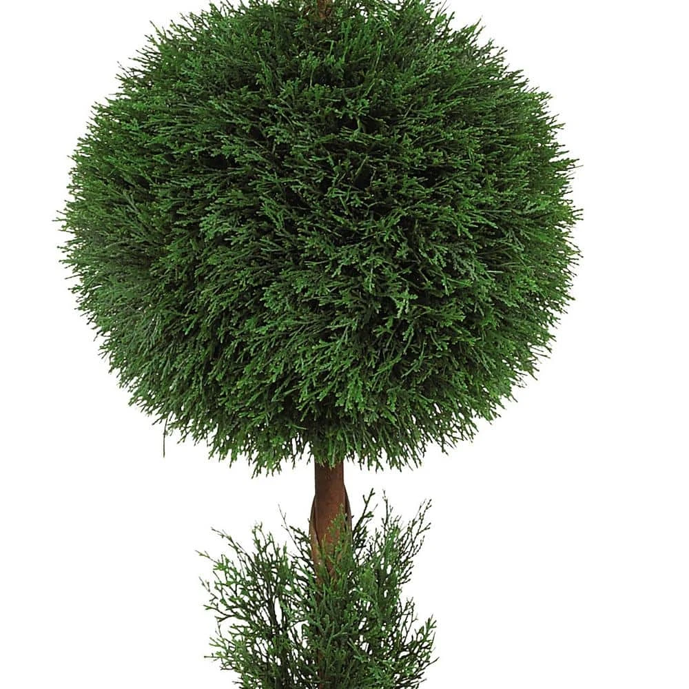 Indoor And Outdoor 5 Ft. Artificial Cypress Ball And Cone Silk Tree With Planter 4 Indoor And Outdoor 5 Ft. Artificial Cypress Ball And Cone Silk Tree With Planter - Image 2