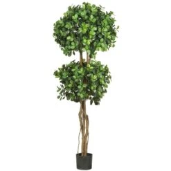 5.5 Ft. Artificial Green Eucalyptus Double Ball Topiary Silk Tree