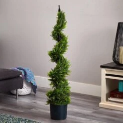 4 Ft. Artificial Green Cypress Spirial Silk Tree -AFLORAL ONLINE STORE nearly natural artificial topiaries 5324 31 1000