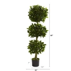 5 Ft. Artificial UV Resistant Indoor/Outdoor Triple Bay Leaf Topiary -AFLORAL ONLINE STORE nearly natural artificial topiaries 5381 1f 1000