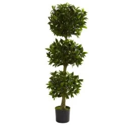 5 Ft. Artificial UV Resistant Indoor/Outdoor Triple Bay Leaf Topiary