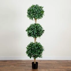 6.5 Ft. Artificial Sweet Bay Triple Ball Topiary -AFLORAL ONLINE STORE nearly natural artificial topiaries 5399 31 1000