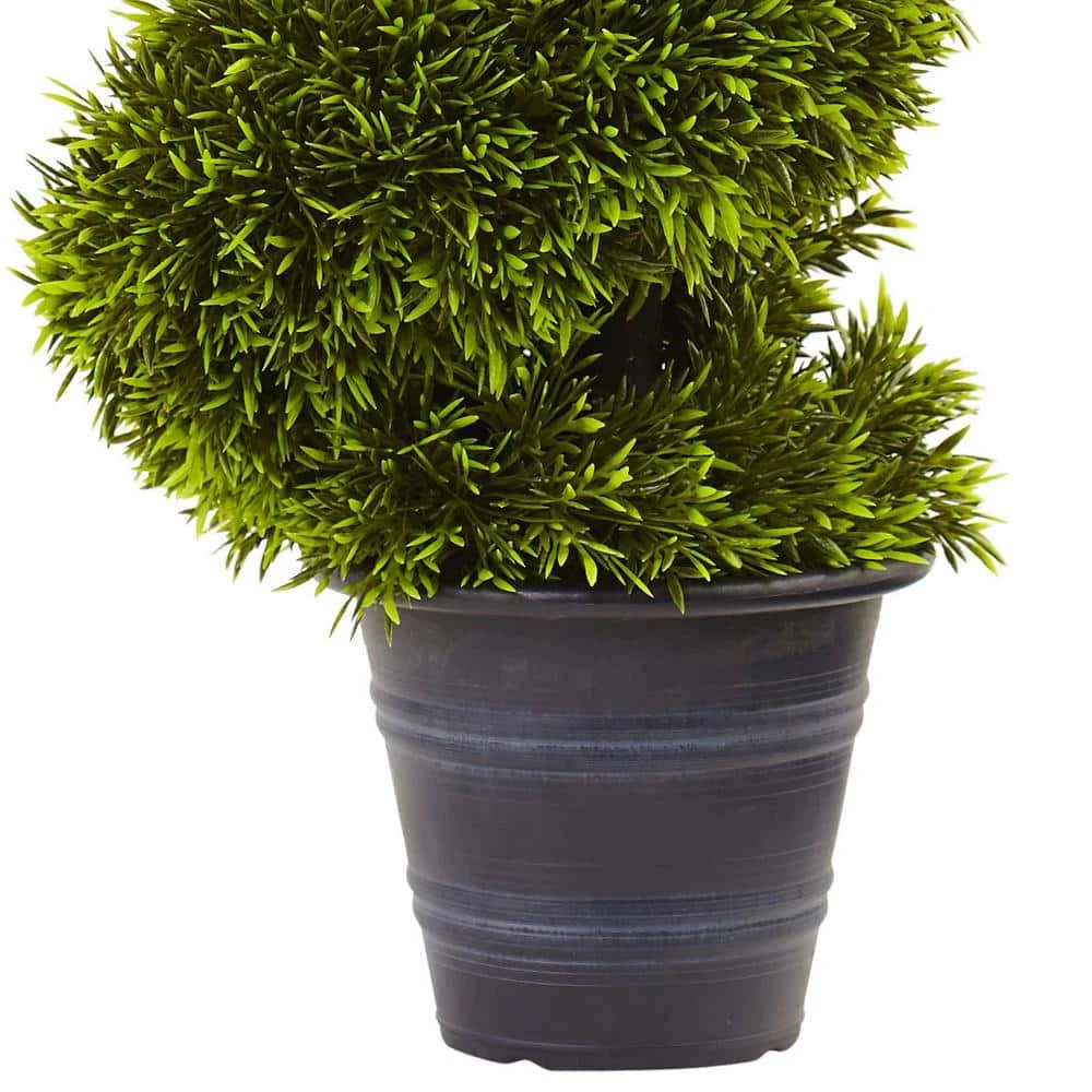 3 Ft. Artificial Grass Spiral Topiary With Deco Planter 5 3 Ft. Artificial Grass Spiral Topiary With Deco Planter - Image 3