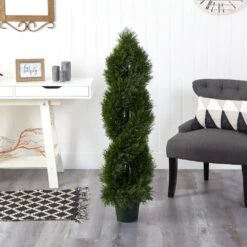 Double Pond Cypress Artificial Spiral Topiary UV Resistant With 1036 Leaves (Indoor/Outdoor) -AFLORAL ONLINE STORE nearly natural artificial topiaries 5482 31 1000