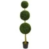 5.5 Ft. UV Resistant Indoor/Outdoor Triple Ball Boxwood Artificial Topiary Tree -AFLORAL ONLINE STORE nearly natural artificial topiaries 5518 64 1000