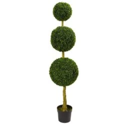 5.5 Ft. UV Resistant Indoor/Outdoor Triple Ball Boxwood Artificial Topiary Tree