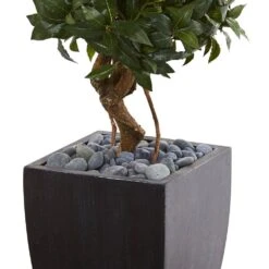 4.5 Ft. Sweet Bay Artificial Double Topiary Tree In Black Wash Planter -AFLORAL ONLINE STORE nearly natural artificial topiaries 5829 4f 1000