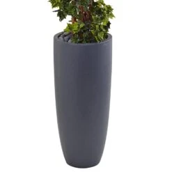 Indoor/Outdoor English Ivy Spiral Topiary Artificial Tree In Gray Cylinder Planter UV Resistant -AFLORAL ONLINE STORE nearly natural artificial topiaries 5854 4f 1000