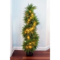 43 In. Artificial Cedar Spiral Topiary With Lights -AFLORAL ONLINE STORE nearly natural artificial topiaries 5915 1f 1000