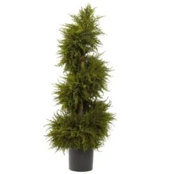 43 In. Artificial Cedar Spiral Topiary With Lights -AFLORAL ONLINE STORE nearly natural artificial topiaries 5915 4f 1000