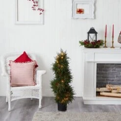 43 In. Artificial Cedar Spiral Topiary With Lights -AFLORAL ONLINE STORE nearly natural artificial topiaries 5915 76 1000