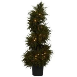 43 In. Artificial Cedar Spiral Topiary With Lights -AFLORAL ONLINE STORE nearly natural artificial topiaries 5915 c3 1000