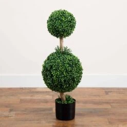 35 In. Artificial Double Boxwood Topiary -AFLORAL ONLINE STORE nearly natural artificial topiaries 5920 1f 1000