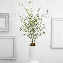 Indoor Artificial Night Willow In White Planter -AFLORAL ONLINE STORE nearly natural artificial trees 1473 4f 1000