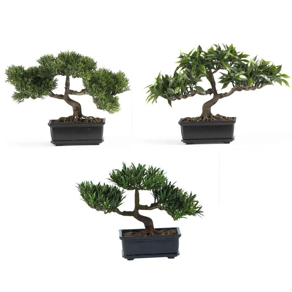12 In. Artificial Bonsai Silk Plant Collection (Set Of 3) 3 12 In. Artificial Bonsai Silk Plant Collection (Set Of 3)