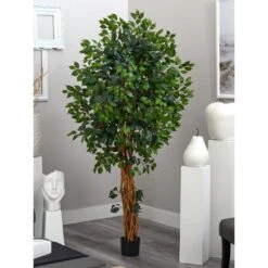 6 Ft. Artificial Multi-Trunk Silk Ficus Tree -AFLORAL ONLINE STORE nearly natural artificial trees 5216 44 1000