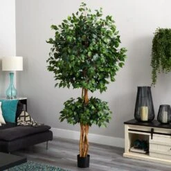 6 Ft. Artificial Double Ball Ficus Silk Tree -AFLORAL ONLINE STORE nearly natural artificial trees 5268 1f 1000
