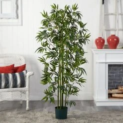 6 Ft. Artificial Bamboo Silk Tree (Green Trunks) -AFLORAL ONLINE STORE nearly natural artificial trees 5294 44 1000