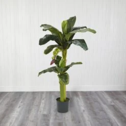 5 Ft. Artificial And 3 Ft. Artificial Green Banana Silk Tree With Bananas -AFLORAL ONLINE STORE nearly natural artificial trees 5323 31 1000