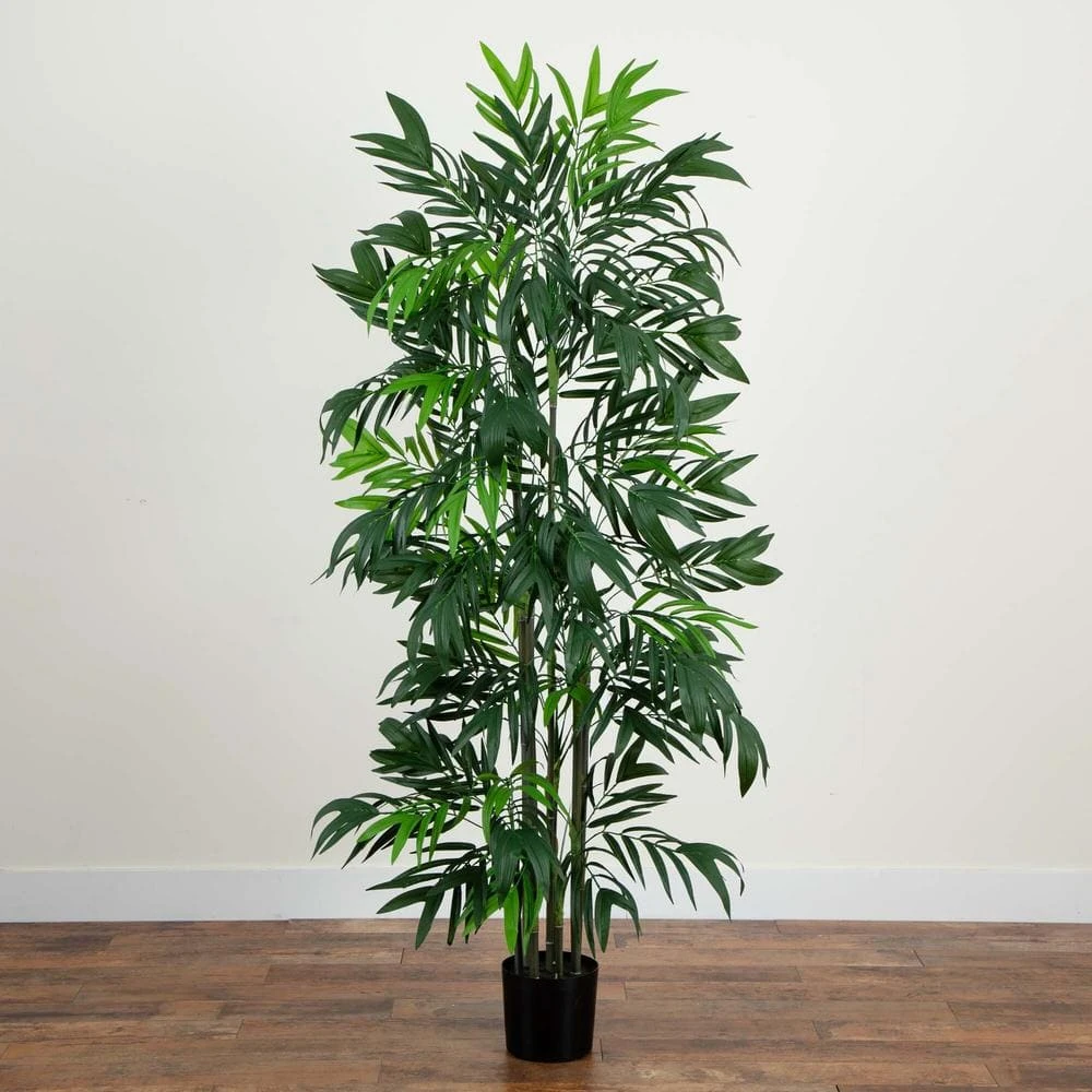 6 Ft. Artificial Green Bamboo Palm Silk Tree 6 6 Ft. Artificial Green Bamboo Palm Silk Tree - Image 4