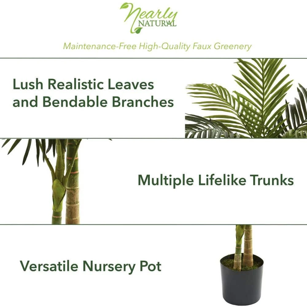 Indoor 5 Ft. Golden Cane Palm Artificial Tree 5 Indoor 5 Ft. Golden Cane Palm Artificial Tree - Image 3