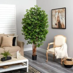6.5 Ft. Artificial Deluxe Ficus Tree -AFLORAL ONLINE STORE nearly natural artificial trees 5402 1f 1000
