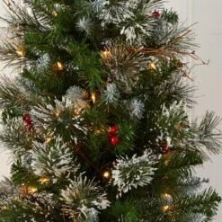 3 Ft. Artificial Christmas Tree With Clear Lights Berries And Burlap Bag -AFLORAL ONLINE STORE nearly natural artificial trees 5442 4f 1000