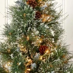 3 Ft. Artificial Christmas Tree With Clear Lights, Frosted Tips, Pine Cones And Burlap Bag 9 3 Ft. Artificial Christmas Tree With Clear Lights, Frosted Tips, Pine Cones And Burlap Bag -AFLORAL ONLINE STORE nearly natural artificial trees 5444 4f 1000