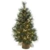 3 Ft. Artificial Christmas Tree With Clear Lights, Frosted Tips, Pine Cones And Burlap Bag -AFLORAL ONLINE STORE nearly natural artificial trees 5444 64 1000