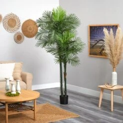 Indoor And Outdoor 7 Ft. Artificial Double Robellini Palm Tree UV Resistant -AFLORAL ONLINE STORE nearly natural artificial trees 5480 31 1000