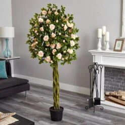 6 In. Rose Artificial Tree With Woven Trunk -AFLORAL ONLINE STORE nearly natural artificial trees 5504 31 1000