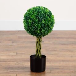 2 Ft. UV Resistant Indoor/Outdoor Boxwood Ball With Woven Trunk Artificial Tree -AFLORAL ONLINE STORE nearly natural artificial trees 5522 31 1000