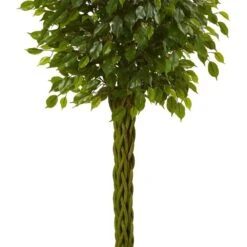 5 Ft. UV Resistant Indoor/Outdoor Ficus Artificial Tree With Woven Trunk -AFLORAL ONLINE STORE nearly natural artificial trees 5531 4f 1000