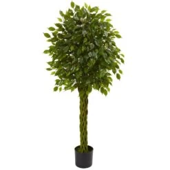 5 Ft. UV Resistant Indoor/Outdoor Ficus Artificial Tree With Woven Trunk
