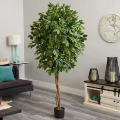 Indoor 6.5 Ft. Ficus Artificial Tree -AFLORAL ONLINE STORE nearly natural artificial trees 5571 31 1000