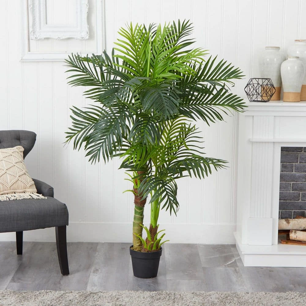 Indoor 5 Ft. Double Stalk Hawaii Palm Artificial Tree 5 Indoor 5 Ft. Double Stalk Hawaii Palm Artificial Tree - Image 3