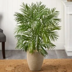 Indoor 4 Ft. Areca Palm Artificial Tree In Sand Colored Planter 7 Indoor 4 Ft. Areca Palm Artificial Tree In Sand Colored Planter -AFLORAL ONLINE STORE nearly natural artificial trees 5630 31 1000