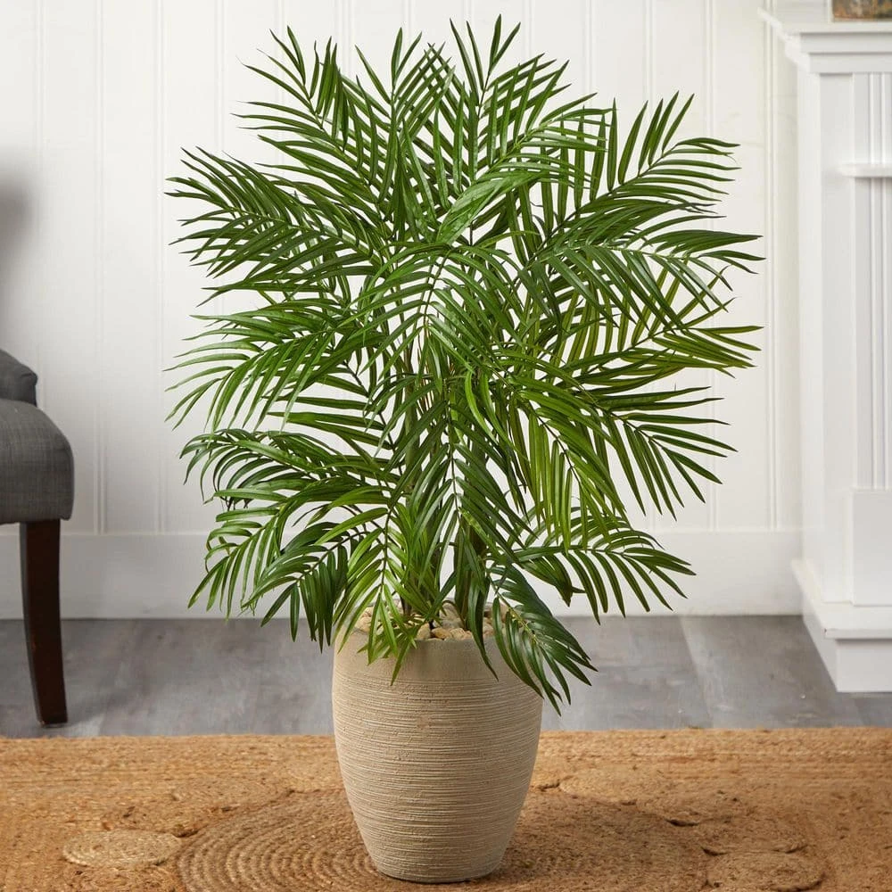 Indoor 4 Ft. Areca Palm Artificial Tree In Sand Colored Planter 5 Indoor 4 Ft. Areca Palm Artificial Tree In Sand Colored Planter - Image 3