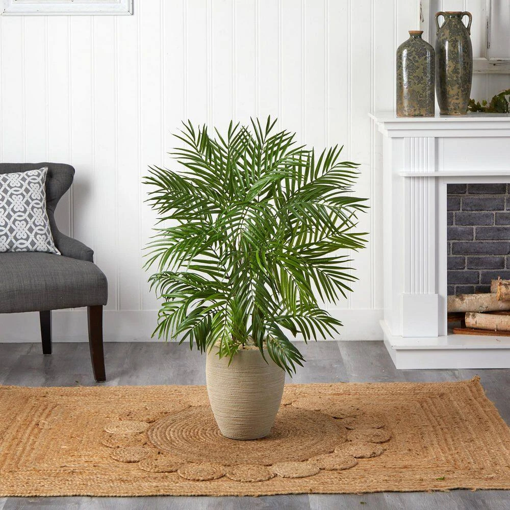 Indoor 4 Ft. Areca Palm Artificial Tree In Sand Colored Planter 4 Indoor 4 Ft. Areca Palm Artificial Tree In Sand Colored Planter - Image 2