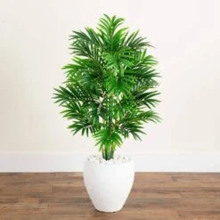 Indoor 4 Ft. Areca Artificial Palm Tree In White Planter 12 Indoor 4 Ft. Areca Artificial Palm Tree In White Planter -AFLORAL ONLINE STORE nearly natural artificial trees 5637 44 1000