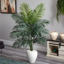 Indoor 5.5 Ft. Paradise Artificial Palm Tree In White Planter 7 Indoor 5.5 Ft. Paradise Artificial Palm Tree In White Planter -AFLORAL ONLINE STORE nearly natural artificial trees 5639 31 1000