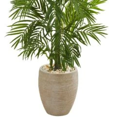 Indoor 5 Ft. Areca Palm Artificial Tree In Sand Colored Planter -AFLORAL ONLINE STORE nearly natural artificial trees 5642 4f 1000