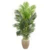 Indoor 5 Ft. Paradise Palm Artificial Tree In Sand Colored Planter -AFLORAL ONLINE STORE nearly natural artificial trees 5671 64 1000
