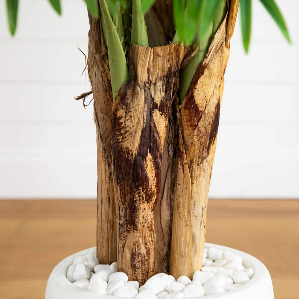 Indoor 5.5 Ft. Triple Areca Palm Artificial Tree In White Planter 5 Indoor 5.5 Ft. Triple Areca Palm Artificial Tree In White Planter - Image 3