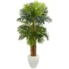 Indoor 5.5 Ft. Triple Areca Palm Artificial Tree In White Planter -AFLORAL ONLINE STORE nearly natural artificial trees 5683 64 1000