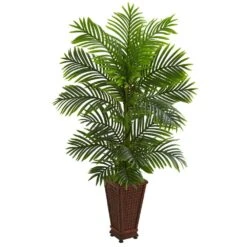 Indoor 5 Ft. Kentia Palm Artificial Tree In Decorative Planter