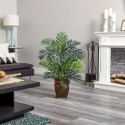 Indoor 3 Ft. Paradise Palm Artificial Tree In Decorative Planter -AFLORAL ONLINE STORE nearly natural artificial trees 5689 31 1000